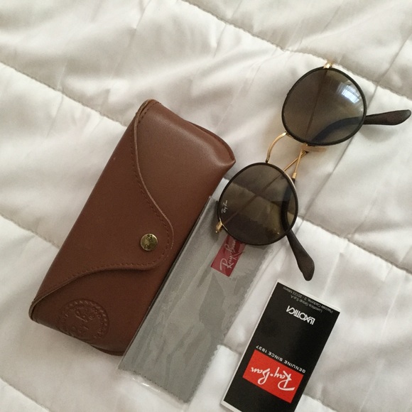 ray ban round leather